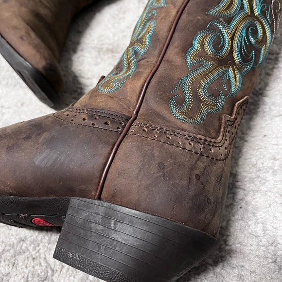 Justin Gypsy Womens  6.5 B Colorful Square Toe Leather Western  Boots Cowboy - Picture 3 of 15